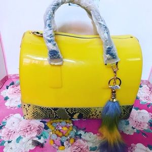 SOLD- Yellow Satchel Jelly Glam Bag